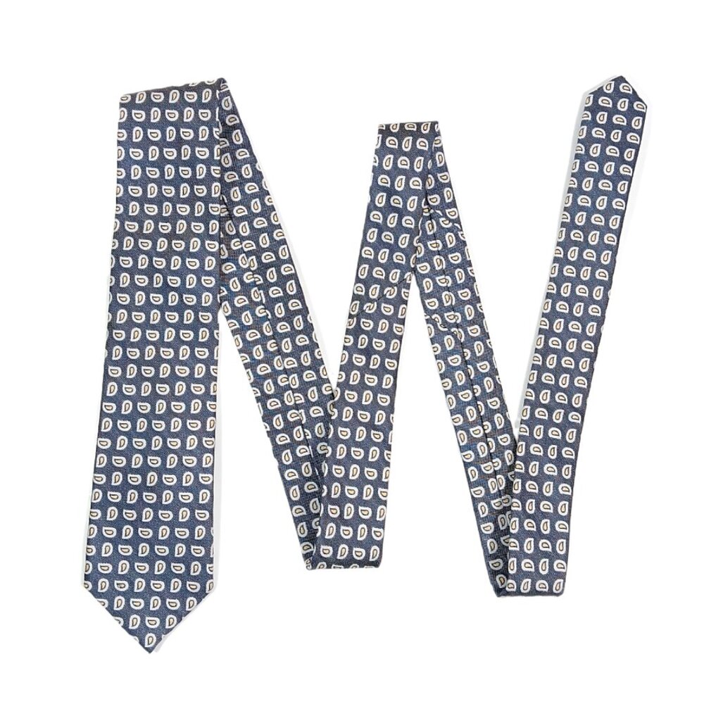 Ben Sherman Men’s Silk Tie Blue White Foulard 60 inch Designer Skinny Tie New